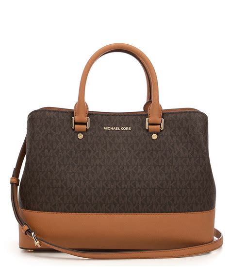 michael kors savannah signature large satchel brown acorn|Michael Kors Signature Savannah Large Satchel Brown Acorn Gold.